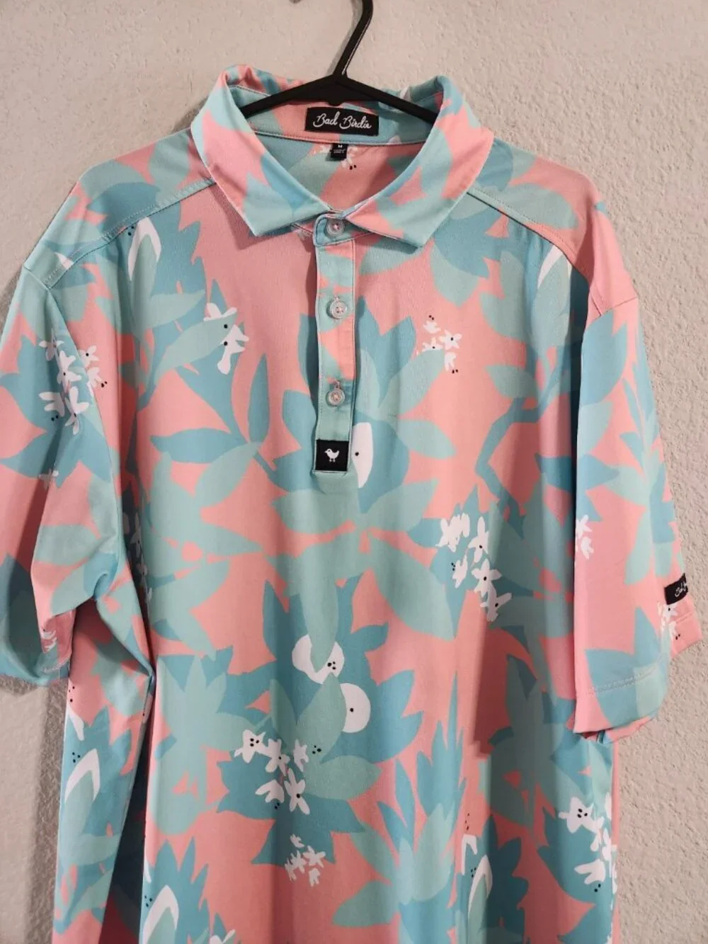 Bad Birdie Polo Men’s Medium “Land Down Unda” Short Sleeve Performance Golf Polo - Picture 2 of 5